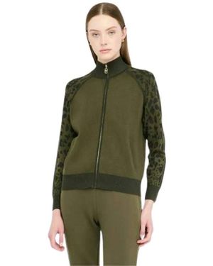 Liu Jo Hoodies & Sweatvesten ,Groen ,Ecs Maglia Zippata M