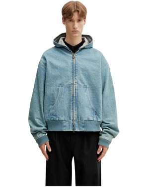 Vetements Hooded Workwear Denim Jacket - Blauw