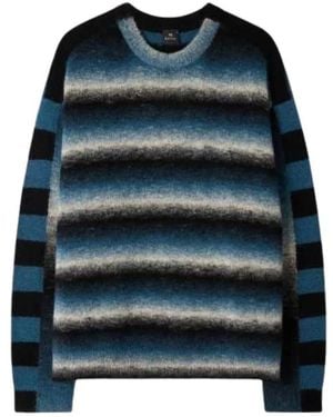 Paul Smith Gestreifter Rundhals-Pullover - Blau