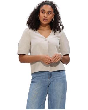 Object Overhemden ,Polyester Objlisa S/S Re Top - Blauw