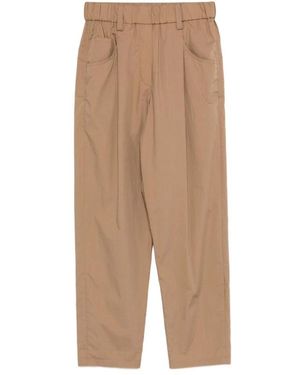 Brunello Cucinelli Lichtgewicht Poplin Five-Pocket Track Broek Met Monili - Naturel
