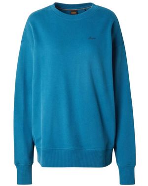 BOSS Hoodies & Sweatvesten ,Blauw ,Katoen Crewneck Sweatshirt