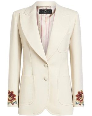 Etro Blazer Flores Bordadas - Naturel