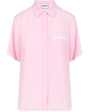Iceberg Overhemden ,Roze ,Roze Comfort Fit, Zijdemix Crêpe De Chine Blouse