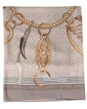 Twinset Accessoires ,Wol Kefia Sjaal - Naturel