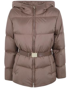 Max Mara Jassen ,Bruin ,Leer Mst Lana Cropped Jas Met Riem
