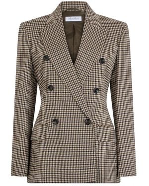 Max Mara Jassen ,Veelkleurig ,Wol Dubbelrijige Blazer - Bruin