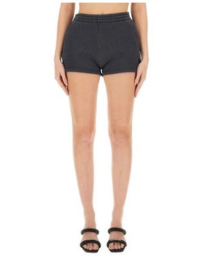 T By Alexander Wang Korte Broeken ,Grijs ,Katoen Logo Tailleband Jersey Shorts - Blauw