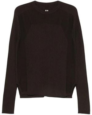 Rick Owens Truien & Vesten ,Bruin ,Wol Ribbed Round Neck - Zwart