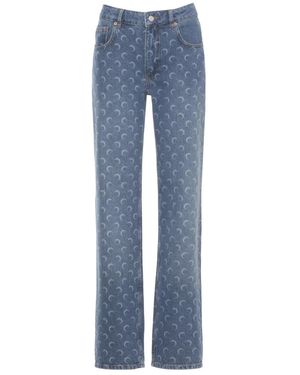 Marine Serre Straight Fit Jeans - Blue