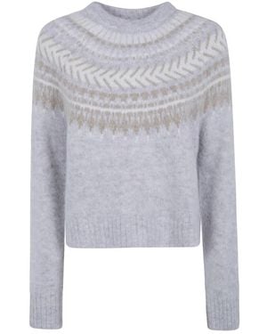 Barbour Truien & Vesten ,Veelkleurig ,Wol Annette Fair Isle Trui Met Ronde Hals - Grijs