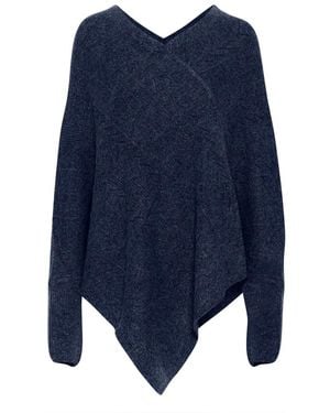 Cream Ponchos - Blue