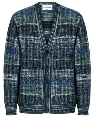 Missoni Wollmischungs-Karo-Strickjacke Mit Seitentaschen - Blau