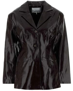 Ganni Blazer Van Synthetisch Leer - Zwart