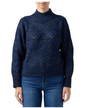Ermanno Scervino Trui Met Hoge Hals En Ruitpatroon - Blauw
