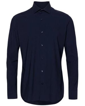 Caliban Overhemden ,Blauw ,Klassiek Passende Overhemd Met Lange Mouwen