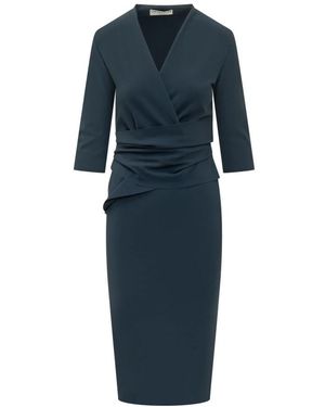 Chiara Boni V-Neck Wrap Midi Jurk - Blauw