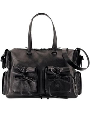 Acne Studios Zwarte Leren Multipocket Schoudertas