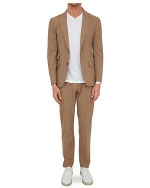 Eleventy Single Breasted Suits - Natural