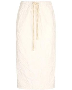 Roberto Cavalli Elegante Midi Rok Met Koord - Naturel