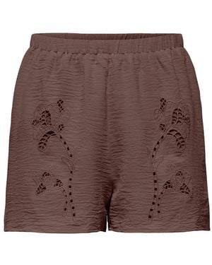 ONLY Onlevalou Mette Embroidery Shorts Wvn - Bruin