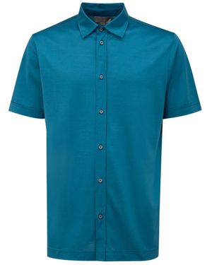 Canali Short Sleeve Shirts - Blue