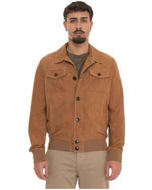 Peuterey Destiny Suede 02 Leren Harrington Jas - Bruin