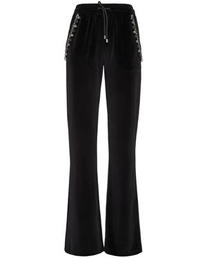 Philipp Plein Broeken ,Zwart ,Katoen Velvet Jogging Broek Crystal Chain