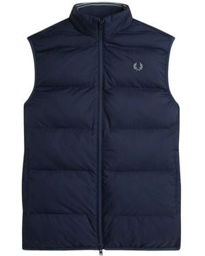 Fred Perry Jassen ,Blauw ,Leer Gewatteerd Vest