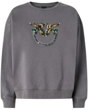 Pinko Inly Knit Sweatshirt Embroidery Logo Ss26 - Grijs