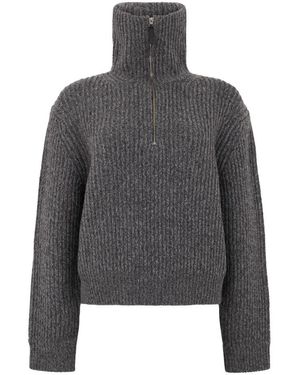 Vince Pullover Mit Matrosenkragen Und Viertelreißverschluss Aus Wolle Und Kaschmir - Grau