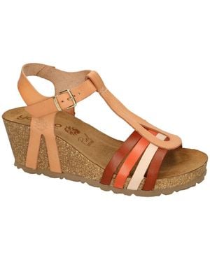 Yokono Schoenen ,Leer Cadiz-301 Wedge Sandal - Bruin