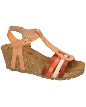 Yokono Schoenen ,Leer Cadiz-301 Wedge Sandal - Bruin