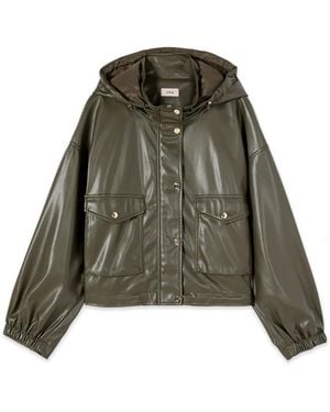 Oltre Jassen ,Groen ,Polyester Jas Met Capuchon En Zakken