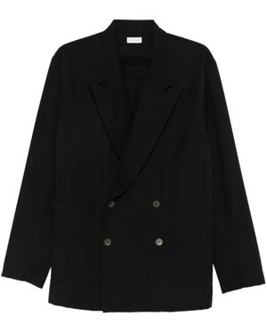 Dries Van Noten Jassen ,Zwart ,Katoen Blazer Shirt