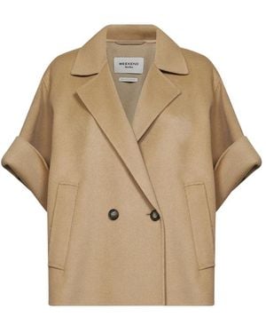 Weekend by Maxmara Wkdneo Korte Wol Broadcloth Jas - Naturel