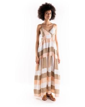 PHO® Firenze Gestreiftes Maxikleid Mit V-Ausschnitt - Mehrfarbig