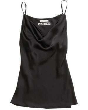 Acne Studios Tops ,Zwart ,Satijn Glanzende Satijnen Tanktop