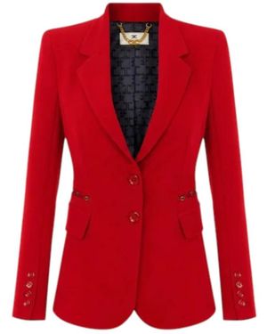 Elisabetta Franchi Blazer Slim Met Logo Klemmen - Rood