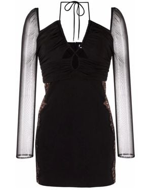 Self-Portrait Jersey Cut Out Mini Jurk - Zwart