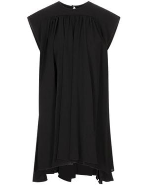 Rabanne Schwarzes Kleid Mit Kapärmeln Und Taschentuchsaum