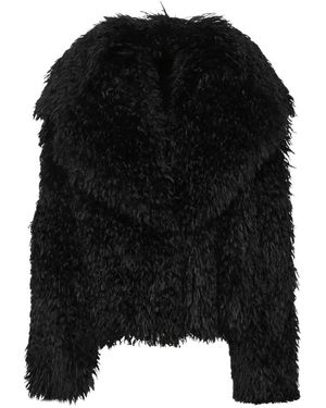 Amen Cropped Kunstfellmantel - Schwarz