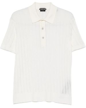 Tom Ford Tops ,Wit ,Katoen Katoenen Zijde Gebreide Polo