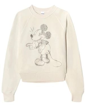 RE/DONE Klassischer Mickey Mouse Rundhals-Pullover - Weiß