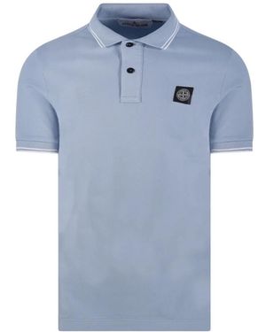 Stone Island Tops ,Blauw ,Katoen S/S Polo Slim Fit