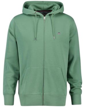 GANT Hoodies & Sweatvesten ,Groen ,Katoen Groene Full Zip Hoodie Sweater