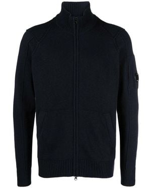 C.P. Company Marineblauer Woll-Cardigan mit Linsendetail