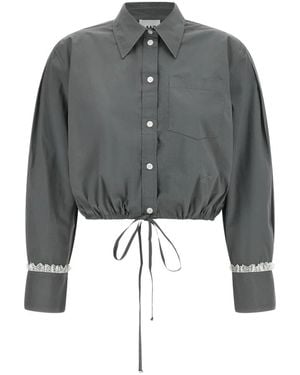 Ganni Overhemden ,Grijs ,Katoen Cropped Shirt