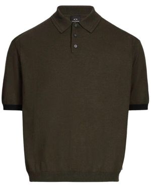 ARMANI EXCHANGE Grünes Stretch-Baumwoll-Poloshirt