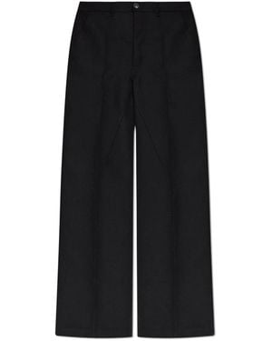 Rick Owens Broeken ,Zwart ,Wol Woolen Pantalon Met Wijde Pijpen